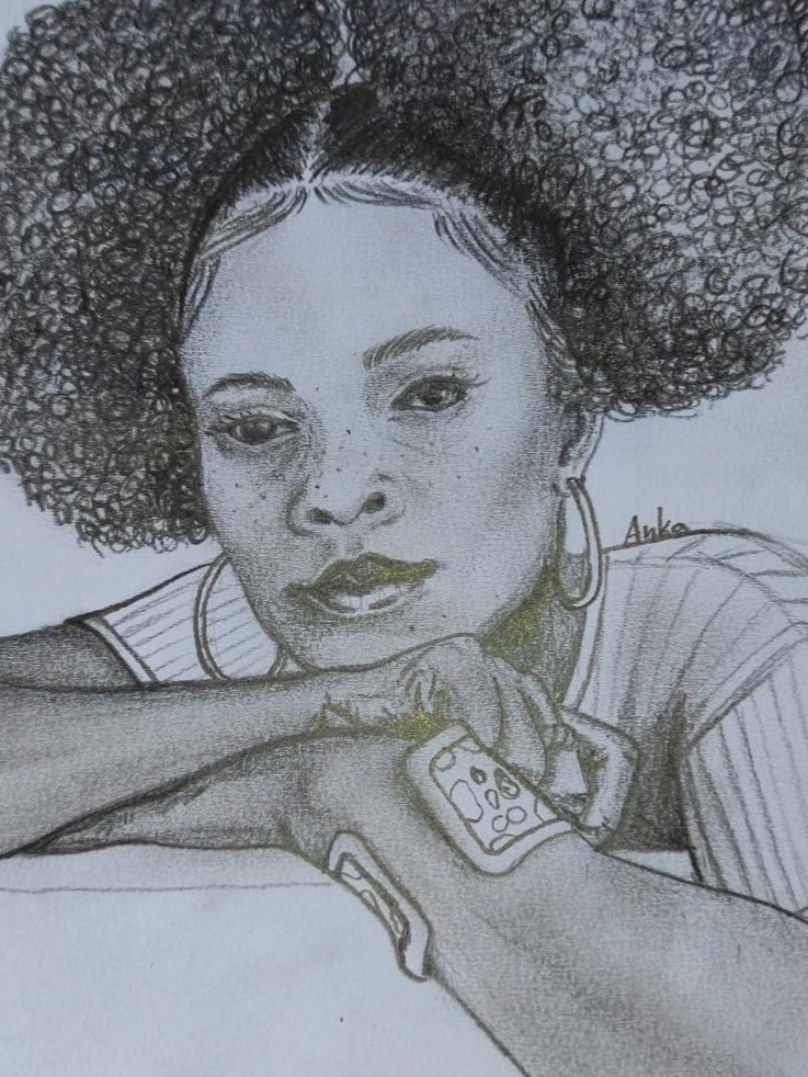Digital fashion portrait drawing
